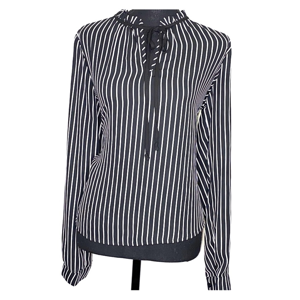 Black and white striped blouse